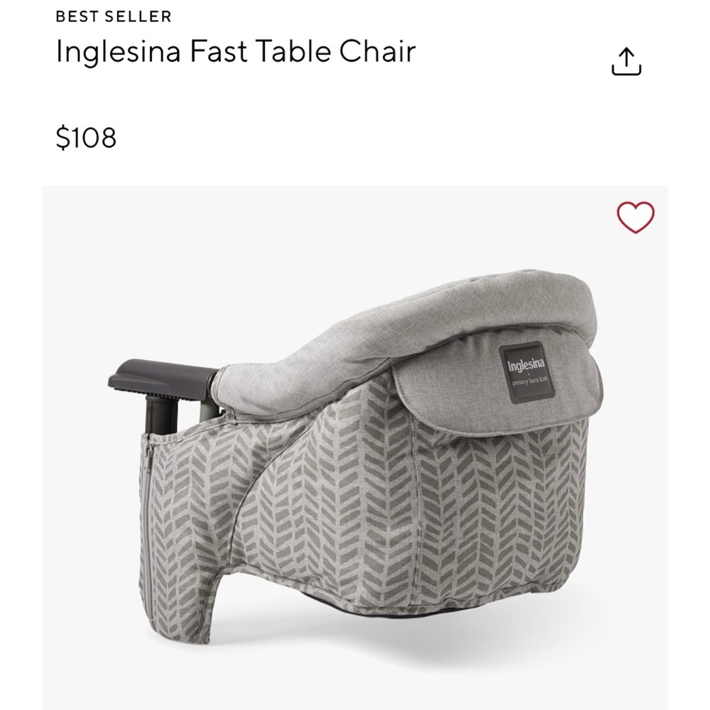 Never used! Inglesina x Pottery Barn Kids Fast Table Chair + Tray